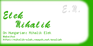 elek mihalik business card